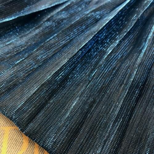 2 meters 150cm 59" width blue shiny pleated accordion mesh tulle fabric dress clothes materials MM448
