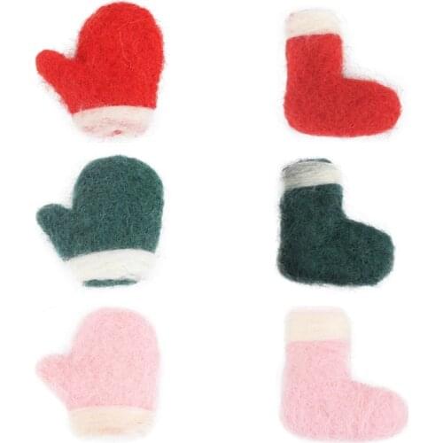 2PCs Christmas Sock Glove Wool Felt Poke DIY Kits Craft Sewing Toy Kids Children Scarf Accessories Bag Backpack Decor