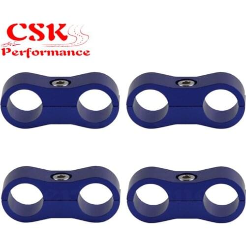 4pcs AN6 13mm Braided Hose Separator Clamp Fitting Adapter Bracket Black/Blue