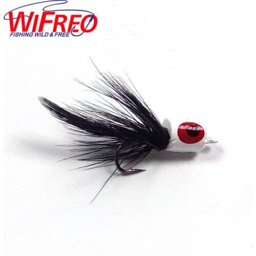 [6 PCS] Size #7 Floating Foam Poppers Fly Lure Black Tail White Body for Trout Panfish Bass Fly Fishing