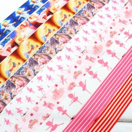 Free ship 7/8'' (22mm) Angel Stripe Ballerina Girl Printed grosgrain ribbon DIY handmade Wedding decoration materials 10yards