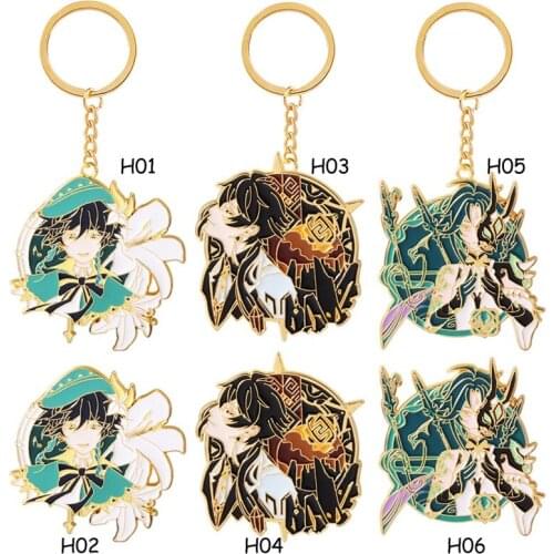Genshin Impact Zhongli Diluc Keychain Cosplay cute Game Character Venti Paimon Tartaglia Mona Acrylic Key Chain Pendant Keyring