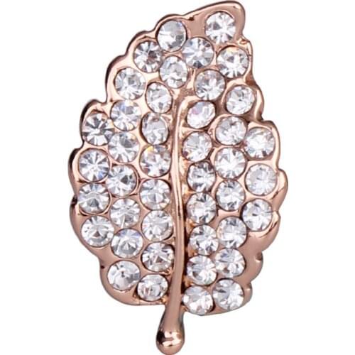 Embellishment Leaf Brooch with copper alloy plating rose gold womens collar button