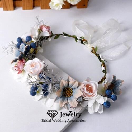 CC Flower Hairbands Women Hairwear Wedding Accessories Engagement Hair Ornament Bridal Floral Seaside Garland Forest Style 58378