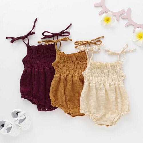 Focusnorm Fashion Hot Newborn Infant Kid Baby Girl Romper Sleeveless Cotton Solid Jumpsuit Summer Outfit Clothes Set