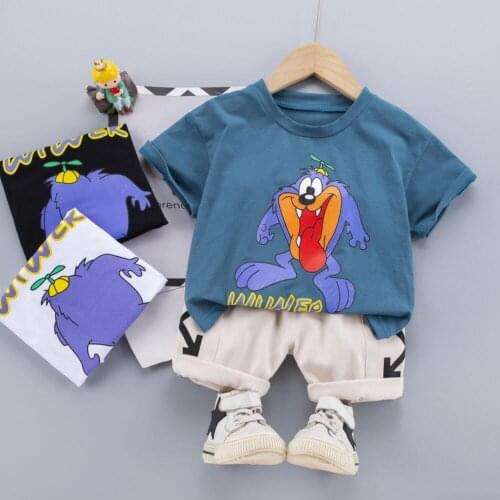 Summer Children Casual Clothing Baby Boys Cotton T Shirt Shorts 2Pcs/sets Kids Infant Clothes Toddler Cartoon Tracksuit
