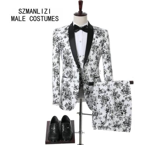 Custom Made White Coat Suits Men 2018 Costume Homme Slim Fit Formal Groom Tuxedo Mens Wedding Suits With Pants Best Man Blazer