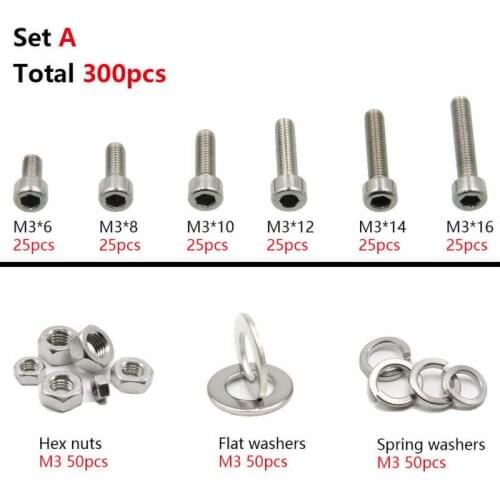 M3, M5, M6, M8 four kinds of 304 cylindrical head hexagon socket screw combination kit