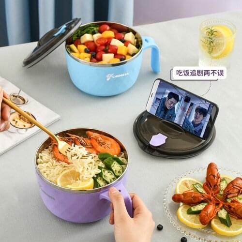 Stainless Steel Student Lunch Box with Lid Rice Bowl Instant Noodle Bowl Sealed Lunch Box Food Container Storage Breakfast Boxes