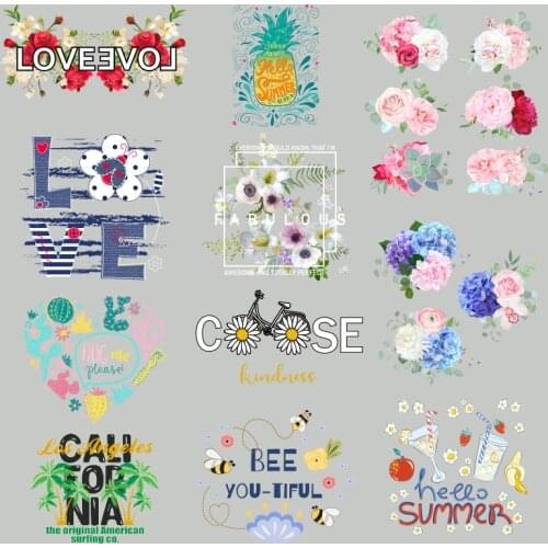 Beautiful And Fresh Plant Flower Pattern Heat Transfer for Clothing Printed Patches for Clothing DIY T-shirt Heat Transfer