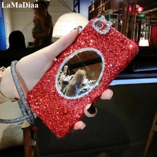 LaMaDiaa Luxury Pearl Mirror Glitter PC Hard Case For iphone12 mini 11 Pro MAX 6S 7 8 Plus X XS XS MAX XR Rhinestone Phone Cover