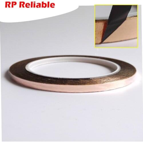 5 rolls 5mm wide, Single Sided Black Adhesive Copper Foil Tape for EMI Shielding, Stainless Glass Art Work, 20meters/Roll