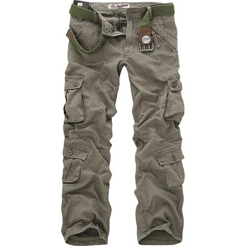 Mens pants camping hiking Camouflage Cargo Pants Plus Size Multi-pocket Overalls Trousers