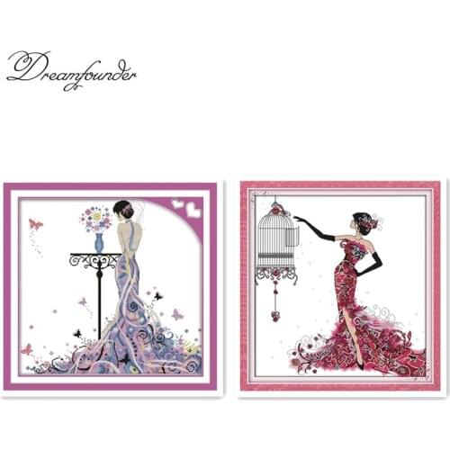 Madame butterfly cross stitch kit animal18ct 14ct 11ct count print stitching embroidery DIY handmade needlework plus