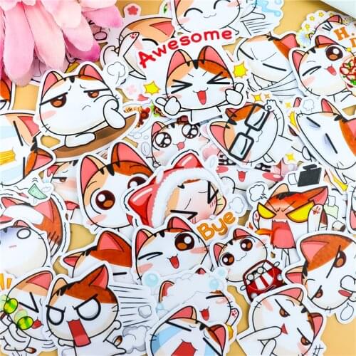 Stickers 40pcs cute Orange cat Sticker for Luggage Skateboard Phone Laptop Moto Bicycle Wall Guitar/DIY Scrapbooking waterproof