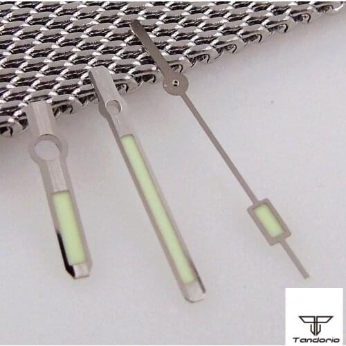 Solid Watch Hands Fit For NH35 NH36 4R35 7029 Movement Japan C3 Super Lume Green Luminous Three-dimensional Silver Rim