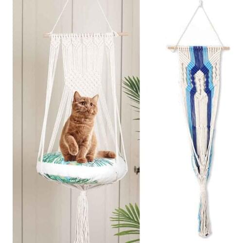 Hand-woven Sleeping Swing Bed Window Resting Seat Cotton Rope Tapestry Home Decor Bedroom Wall Hanging Cat Hammock Pet Supplies