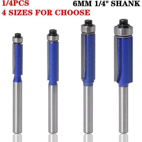 1pc 6mm 1/4" 8mm Shank Tungsten Straight End Mill Template Trim Hinge Mortising Router Bit Trimmer Cleaning Flush Trim Bits