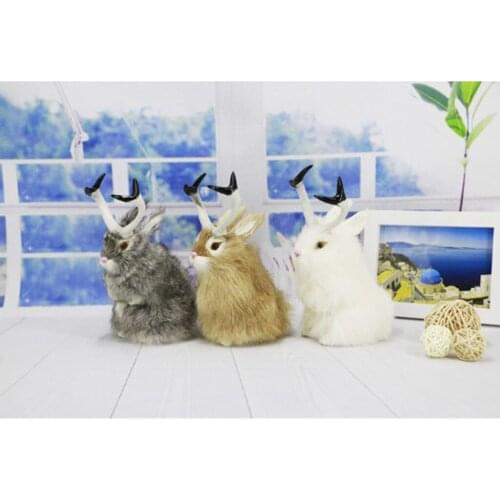 Realistic Artificial Rabbit Lifelike Easter Furry Animal Figurine Photo Prop for Home Tabletop Decor Fairy Garden Ornament