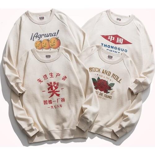 Retro Hoodies Mens Winter Thick Plus Velvet Pure Cotton Pullover Environmental Chinese Style Raglan Sleeve O-neck Sports Tops