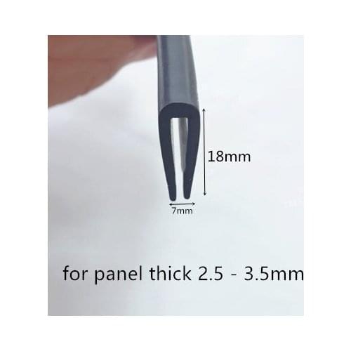 Rubber Sealing U Strip 18x7x18mm for 2.5 - 3.5mm thick Glass Metal Car Wood Panel Board Edge Encloser Shield Black