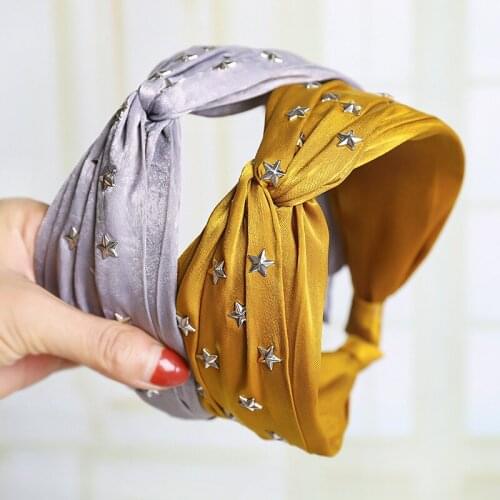 Silk Star Knot Hairbands For Women Korea Hair Accessories Tie Hair Band Crown Flower Headbands For Girls Head Wrap ms