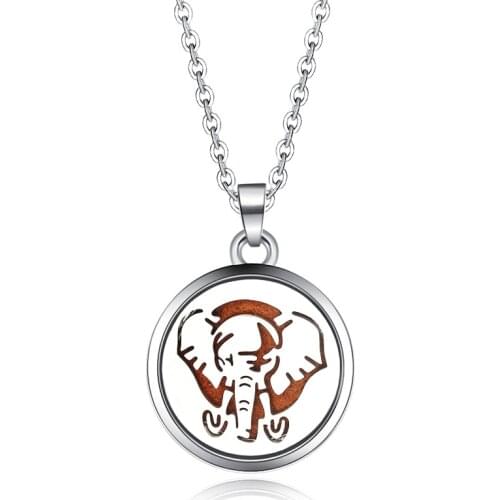 Elephant Aroma Pendant Necklace Stainless Steel Magnetic Aromatherapy Essential Oil Diffuser Perfume Box Locket Pendant Jewelry