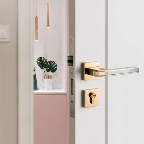 Modern Crystal Door Lock Mute Bedroom Lock Door Handle Fashion Interior Door Lock Anti-theft Gate Lock Furniture Hardware