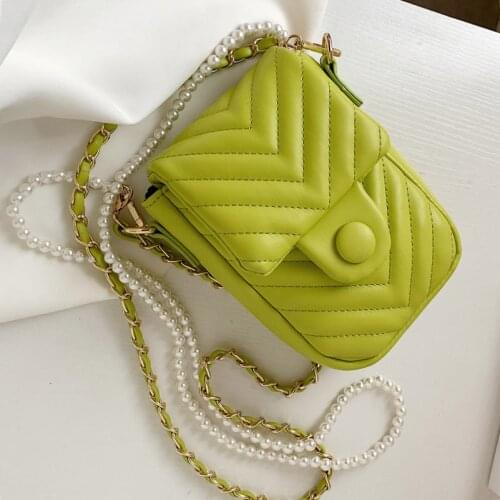 Embroidery Thread Simple Mobile Phone Bag 2021 New Change Lipstick Bag Shoulder Diagonal Pearl Chain Western Style Small Bag