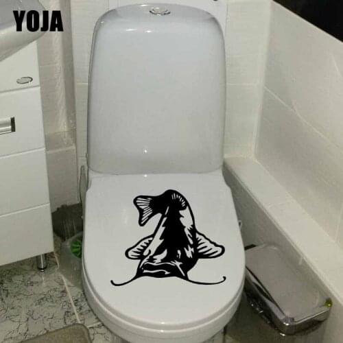 YOJA 23.2X19.6CM Catfish Toilet Seat Decal Fish Fishing Boat River Lake Home Wall Sticker T5-0300