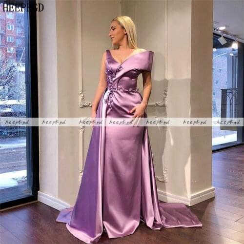 New Arrival Long Lavender Formal Evening Dress Off The Shoulder Appliques Satin Plus Size Special Occasion Dresses Party Gowns