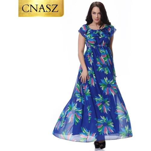 Plus Size Summer Chiffon Beach Dress For Women Maxi Empire Straight bohemian Clothes
