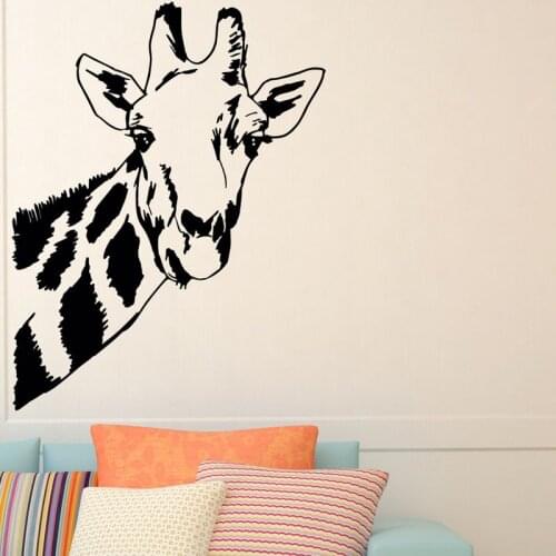 ZOOYOO Giraffe Head Wall Stickers Animal Home Decor Removable Children Kids Room Decoration Wall Decals Murals