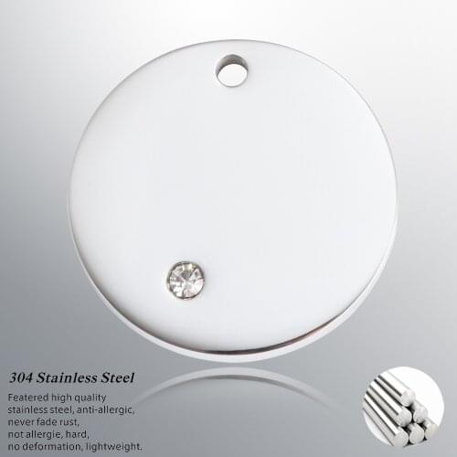 100% Stainless Steel Circle Tag Charm For Engrave Silver Color 18mm Metal Round Charms Mirror Polished Wholesale 10pcs