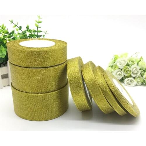 25 yds 6 10 15 20 25 38 50mm Glitter Golden Silk Satin Ribbon For Wedding Party Decoration Invitation Card Gift Wrapping Supplie