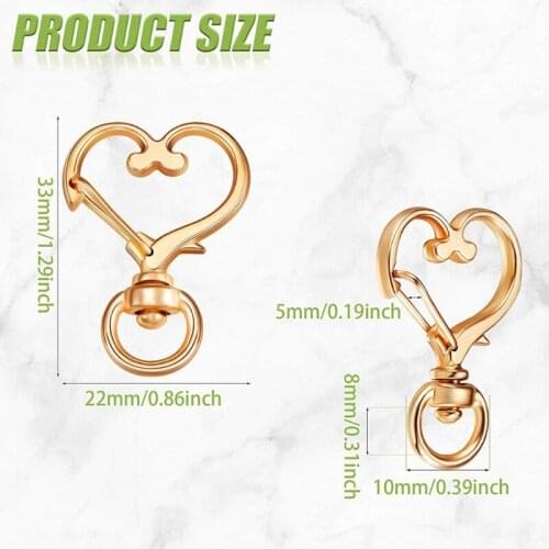 667E 60x Anti-corrosion Alloy Claw Clasps Lobster Shape Heart Lanyard Keychain DIY Flexibility Hooks Jewelry for Jeans Skirts