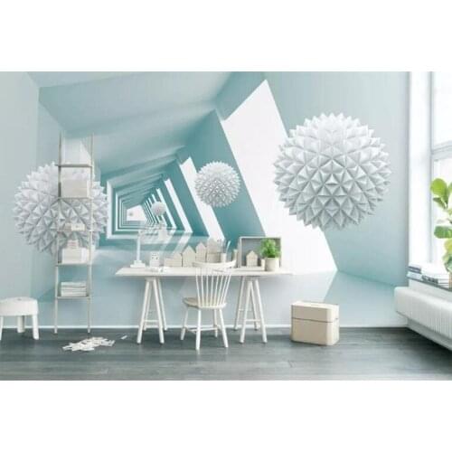 3d abstract wallpaper blue ball construction mural mural for living room bedroom wallpaper mural wallpaper rolls of granules cus