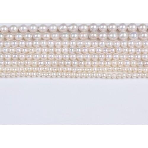 White Near Round Shape Loose Beads Natural Freshwater Edison Pearl Strand For Jewelry Making