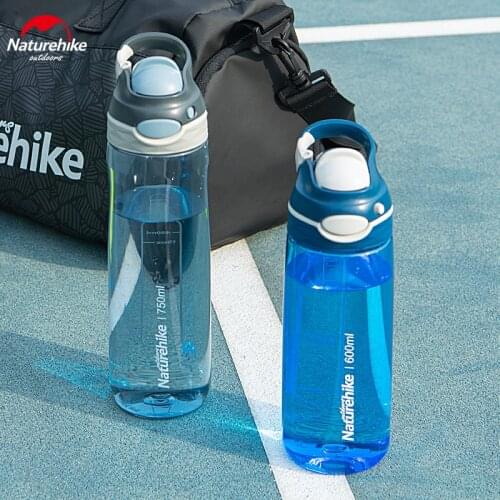Naturehike Outdoor Sport Water Bottle 600ml/750ml Transparent Bounce Cap Handle Fitness Kettle Fashion Running Cycling Equipment