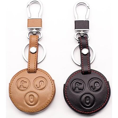 Genuine Leather Car Keychain Key Fob Case Cover wallet For Mercedes-Benz Smart Fortwo Forfour City Roadster exquisite 3 buttons