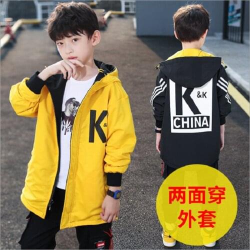 Childrens Clothing Autumn Boys Jacket Hooded Double-sided Wear Coat For Boys Teens Tops Windproof Kids windbreaker For Boys