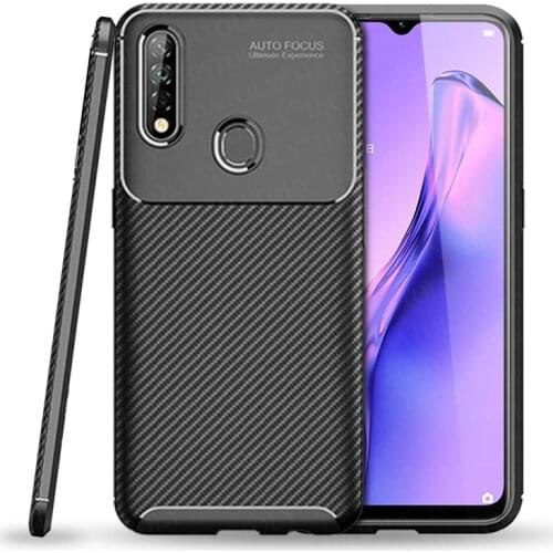 For Oppo A8 Case Soft TPU Silicone Anti-knock Bumper Carbon Fiber Matte Texture Back Cover For Oppo A8 Phone Case For Oppo A8