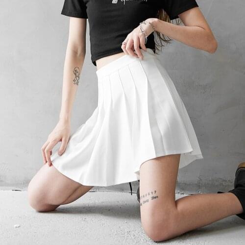 Skirt Elastic 2021 New Womens Summer Loose A- line High Waist One-Step Skirt Slimming Solid Color Skirt Pleated Skirt