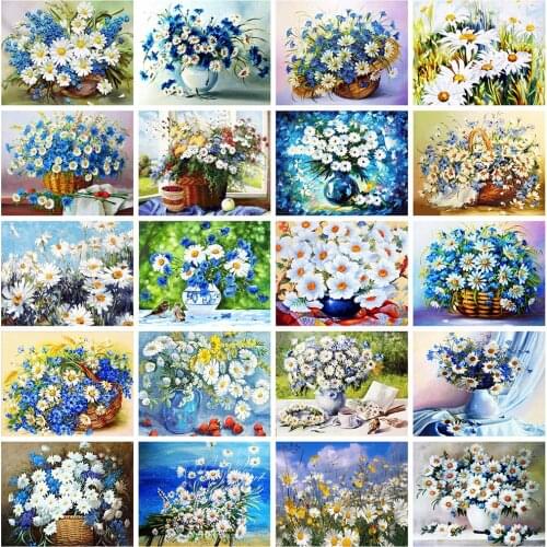 Evershine Full Square Diamond Painting Daisy 5D DIY Diamond Embroidery Cross Stitch Flower Mosaic Rhinestones Home Decoration
