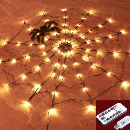 1M Halloween Spider String Lights USB Battery Prower Remote Control Hanging Horror Halloween Decoration For Home Party Supplies
