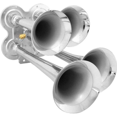 Loud 149Db 4/Four Trumpet Train Air Horn With 12V Electric Solenoid Zinc Alloy