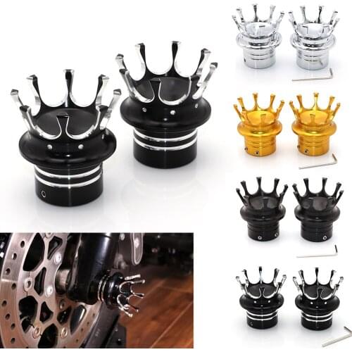 Motorcycle CNC Aluminum alloy Crown Front Axle Nut Cover Bolt Cap For Harley Sportster XL 883 1200 Tri Street Glide Softail