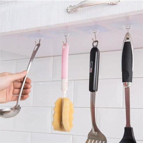 20Pcs Hooks Transparent Strong Self Adhesive Door Wall Hangers Hooks Suction Heavy Load Rack Cup Sucker for Kitchen Bathroom
