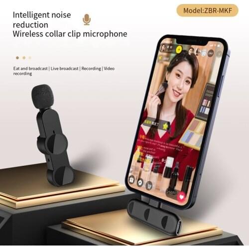 Lavalier Microphone Wireless Portable Audio Video Recording Mini Mic for IPhone Android Live Broadcast Gaming Phone Microfone