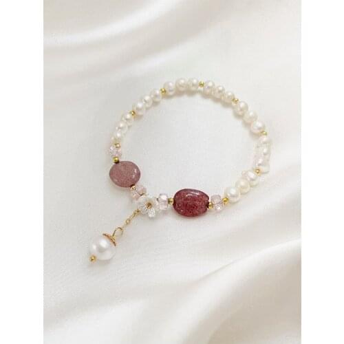 Sweet Fashion Pearl Crystal Bracelet For Girl Female Design Simple And Cold Temperament Sweet Beautiful Women Bracelet
